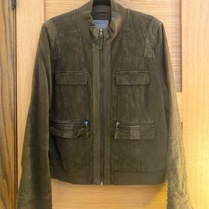 Dark Briwn Textured Bomber Jacket